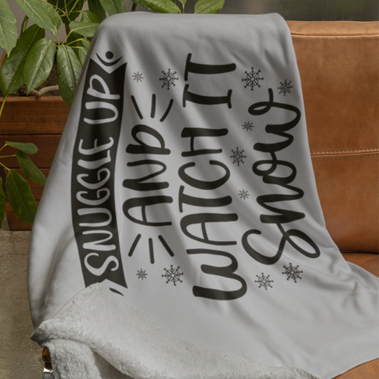 Cozy Sherpa Fleece Blanket - Snuggle Up and Watch It Snow, Winter
