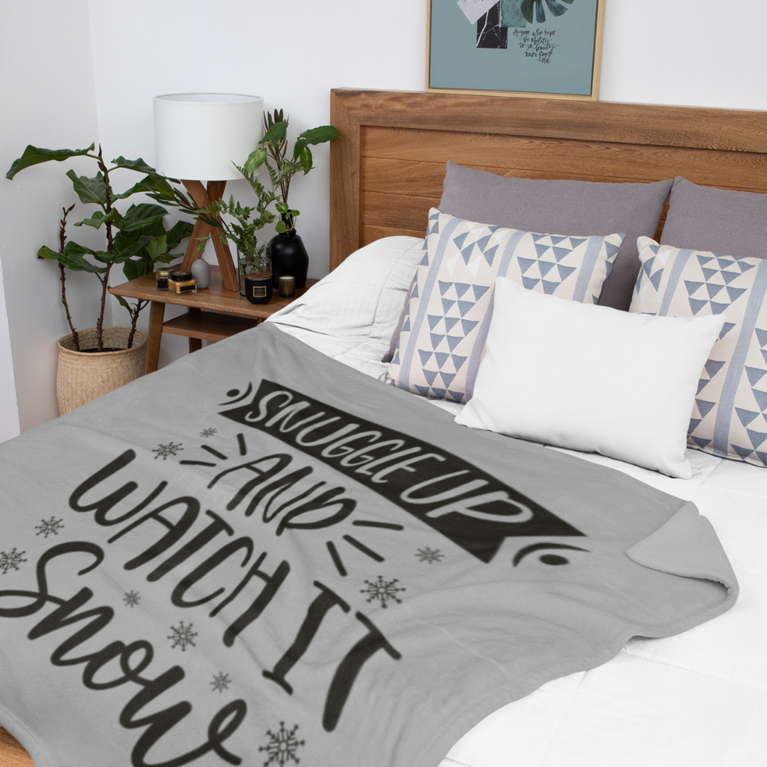 Cozy Sherpa Fleece Blanket - Snuggle Up and Watch It Snow, Winter
