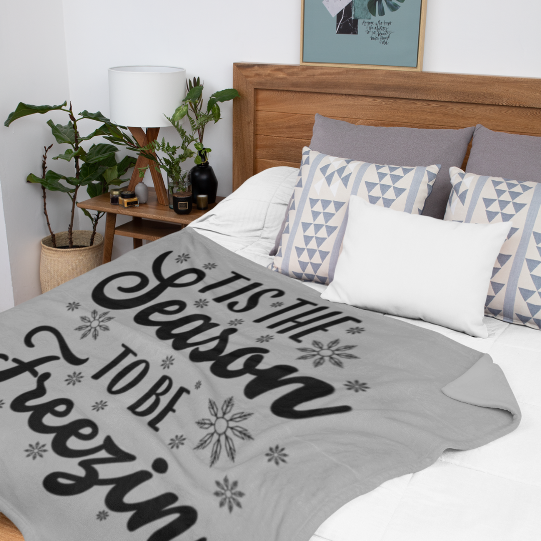 Winter Sherpa Fleece Blanket - 'Tis The Season To Be Freezin'